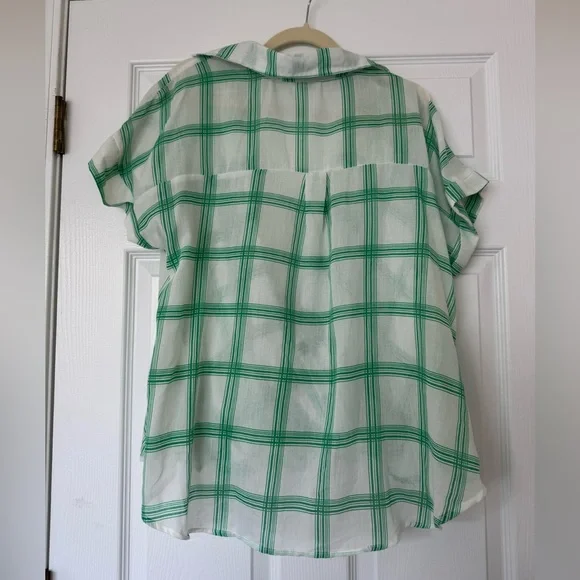 Anthropologie Green/white Plaid Button Down Shirt - Picture 4 of 5
